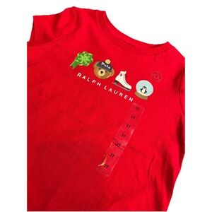 Polo Ralph Lauren Toddler Bear Snow Globe Skate Red T-Shirt 3T
